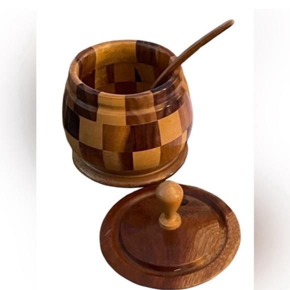 Checkerboard Wood Serving Dish - Picture 3 of 5